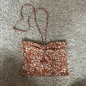 Hollister Brown Flattering Floral Crop Top